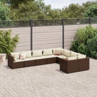 vidaXL 9-tlg. Garten-Sofagarnitur mit Kissen Braun Poly...