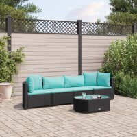 vidaXL 5-tlg. Garten-Sofagarnitur mit Kissen Schwarz Poly...