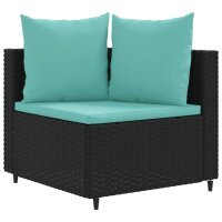 vidaXL 5-tlg. Garten-Sofagarnitur mit Kissen Schwarz Poly Rattan