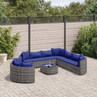 vidaXL 10-tlg. Garten-Sofagarnitur mit Kissen Grau Poly...