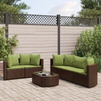 vidaXL 6-tlg. Garten-Sofagarnitur mit Kissen Braun Poly...