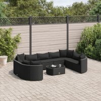 vidaXL 10-tlg. Garten-Sofagarnitur mit Kissen Schwarz...