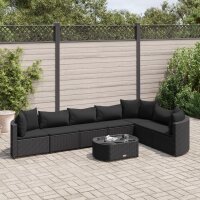 vidaXL 8-tlg. Garten-Sofagarnitur mit Kissen Schwarz Poly Rattan