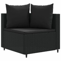 vidaXL 8-tlg. Garten-Sofagarnitur mit Kissen Schwarz Poly Rattan