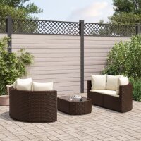 vidaXL 5-tlg. Garten-Sofagarnitur mit Kissen Braun Poly...