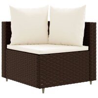 vidaXL 5-tlg. Garten-Sofagarnitur mit Kissen Braun Poly Rattan