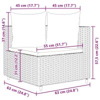 vidaXL 5-tlg. Garten-Sofagarnitur mit Kissen Braun Poly Rattan