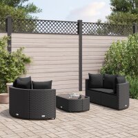 vidaXL 5-tlg. Garten-Sofagarnitur mit Kissen Schwarz Poly...