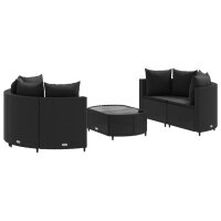 vidaXL 5-tlg. Garten-Sofagarnitur mit Kissen Schwarz Poly...