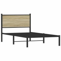 vidaXL Bettgestell mit Kopfteil Metall Sonoma-Eiche 107x203 cm