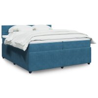 vidaXL Boxspringbett mit Matratze Blau 200x200 cm Samt