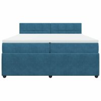 vidaXL Boxspringbett mit Matratze Blau 200x200 cm Samt