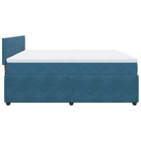 vidaXL Boxspringbett mit Matratze Blau 200x200 cm Samt