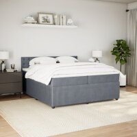 vidaXL Boxspringbett mit Matratze Dunkelgrau 200x200 cm Samt