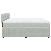 vidaXL Boxspringbett mit Matratze Hellgrau 200x200 cm Samt