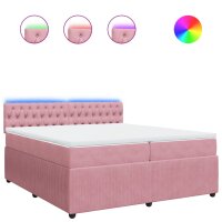 vidaXL Boxspringbett mit Matratze Rosa 200x200 cm Samt