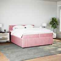 vidaXL Boxspringbett mit Matratze Rosa 200x200 cm Samt