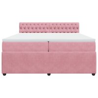 vidaXL Boxspringbett mit Matratze Rosa 200x200 cm Samt