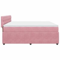 vidaXL Boxspringbett mit Matratze Rosa 200x200 cm Samt