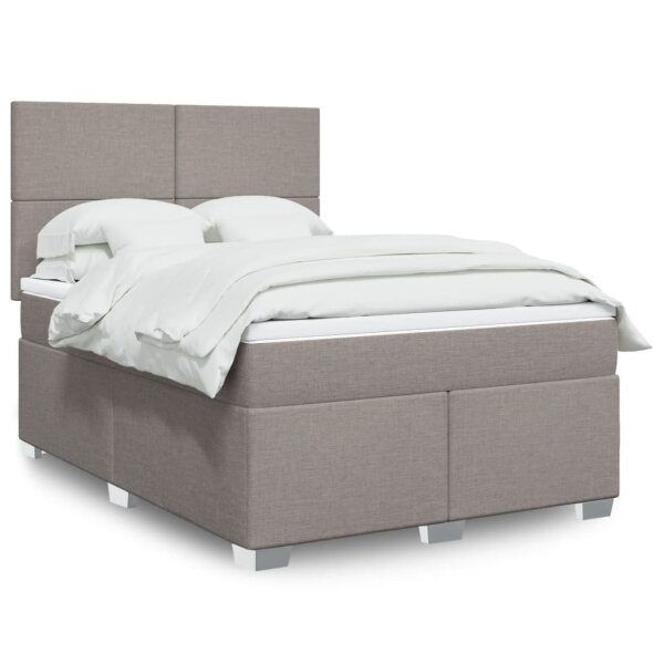 vidaXL Boxspringbett mit Matratze Taupe 160x200 cm Stoff