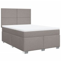 vidaXL Boxspringbett mit Matratze Taupe 160x200 cm Stoff