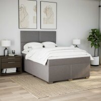 vidaXL Boxspringbett mit Matratze Taupe 160x200 cm Stoff