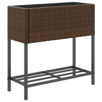 vidaXL Pflanzk&uuml;bel mit Ablage Braun Poly Rattan