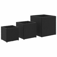 vidaXL Pflanzk&uuml;bel 3 Stk. Schwarz Poly Rattan