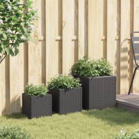 vidaXL Pflanzk&uuml;bel 3 Stk. Schwarz Poly Rattan