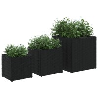 vidaXL Pflanzk&uuml;bel 3 Stk. Schwarz Poly Rattan