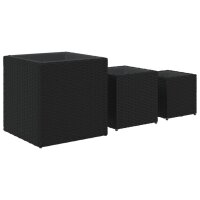 vidaXL Pflanzk&uuml;bel 3 Stk. Schwarz Poly Rattan