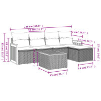 vidaXL 6-tlg. Garten-Sofagarnitur mit Kissen Grau Poly Rattan