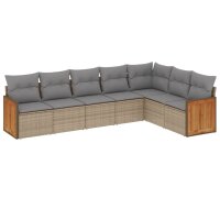 vidaXL 7-tlg. Garten-Sofagarnitur mit Kissen Beige Poly...