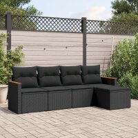 vidaXL 5-tlg. Garten-Sofagarnitur mit Kissen Schwarz Poly...