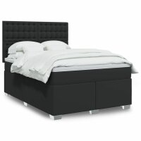 vidaXL Boxspringbett mit Matratze Schwarz 140x200 cm Kunstleder