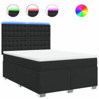 vidaXL Boxspringbett mit Matratze Schwarz 140x200 cm Kunstleder