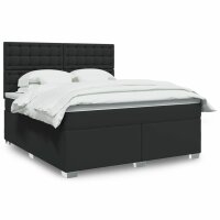 vidaXL Boxspringbett mit Matratze Schwarz 180x200 cm Kunstleder