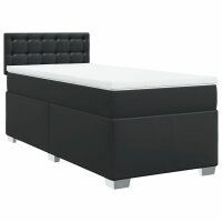 vidaXL Boxspringbett mit Matratze Schwarz 100x200 cm Kunstleder