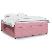 vidaXL Boxspringbett mit Matratze Rosa 200x200 cm Samt