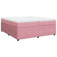 vidaXL Boxspringbett mit Matratze Rosa 200x200 cm Samt