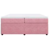 vidaXL Boxspringbett mit Matratze Rosa 200x200 cm Samt