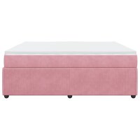 vidaXL Boxspringbett mit Matratze Rosa 200x200 cm Samt