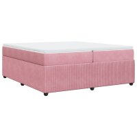 vidaXL Boxspringbett mit Matratze Rosa 200x200 cm Samt