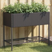 vidaXL Hochbeete mit Ablage 2 Stk. Schwarz 90x40x75 cm Poly Rattan