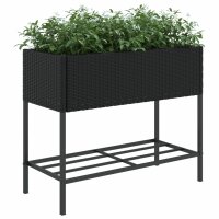 vidaXL Hochbeete mit Ablage 2 Stk. Schwarz 90x40x75 cm Poly Rattan