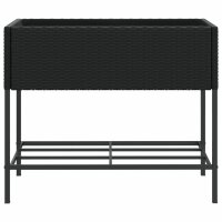 vidaXL Hochbeete mit Ablage 2 Stk. Schwarz 90x40x75 cm Poly Rattan