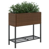 vidaXL Hochbeete mit Ablage 2 Stk. Braun 70x28x70 cm Poly Rattan