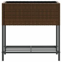 vidaXL Hochbeete mit Ablage 2 Stk. Braun 70x28x70 cm Poly Rattan