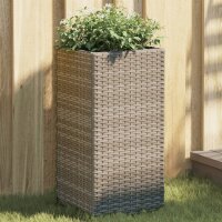 vidaXL Pflanzkübel 2 Stk. Grau 30x30x60 cm Poly Rattan