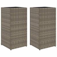 vidaXL Pflanzkübel 2 Stk. Grau 30x30x60 cm Poly Rattan